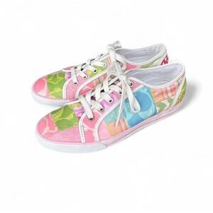 Women’s Coach Dawnell Logo Patchwork Sneakers Pastel Multicolored Size 6.5